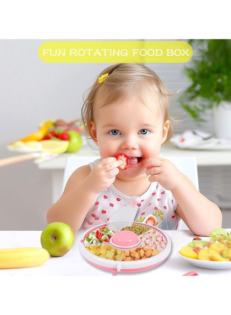 بيوينتي بوينتي صندوق الوجبات الخفيفة للأطفال,حاوية الوجبات الخفيفة الدوارة 360 درجة,الوجبات الخفيفة الدوارة التخزين مع 5 موزع المقصورة والغطاء,صندوق الوجبات الخفيفة القابلة لإعادة الاستخدام منظم الفاكهة الدوارة للسفر المنزلي - Image 4