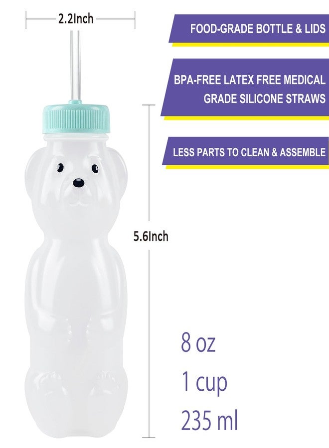 Mootikar Honey Bear Straw Cups for Babies 1 pack, 8oz straw bear cup with improved safety lid design, honeybear baby cup straw, Leak-Proof & Food-Grade & BPA Free (AQUA) - Image 5