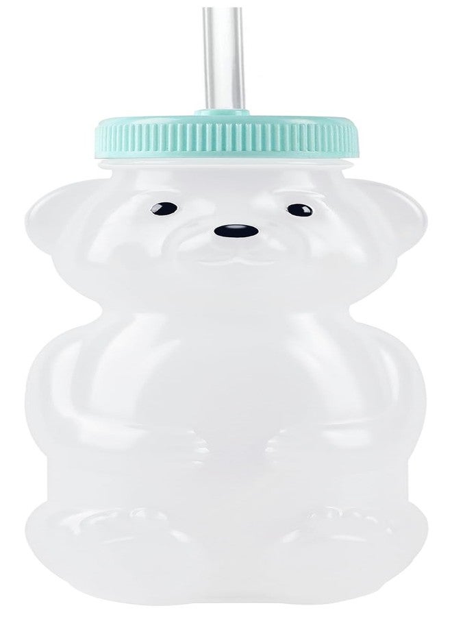 Mootikar Honey Bear Straw Cups for Babies 1 pack, 8oz straw bear cup with improved safety lid design, honeybear baby cup straw, Leak-Proof & Food-Grade & BPA Free (AQUA) - Image 1