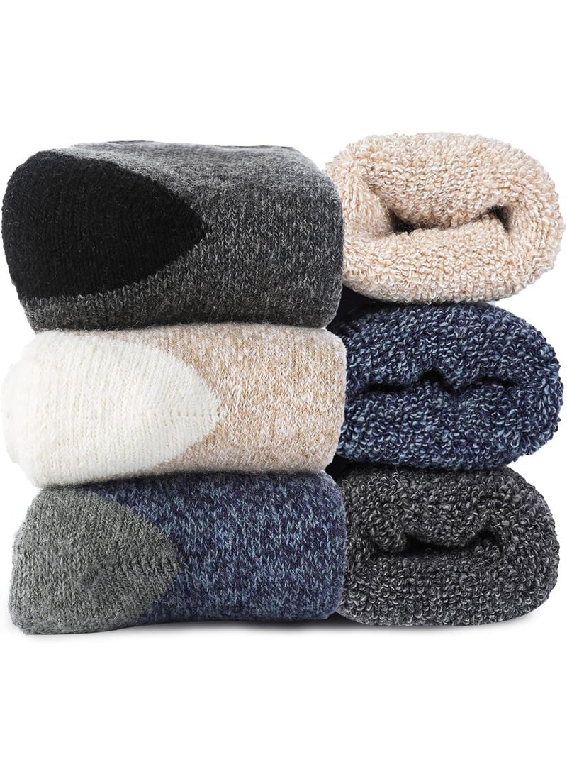 Luckam Men's Thermal Wool Socks, Autumn Winter Cashmere Mid-Calf, Thick Fleece Lined Warm Casual Socks for Outdoor Indoor Wear, Soft Cozy Knit for Work Hiking Everyday, Gift for Him 3Pcs - Image 1