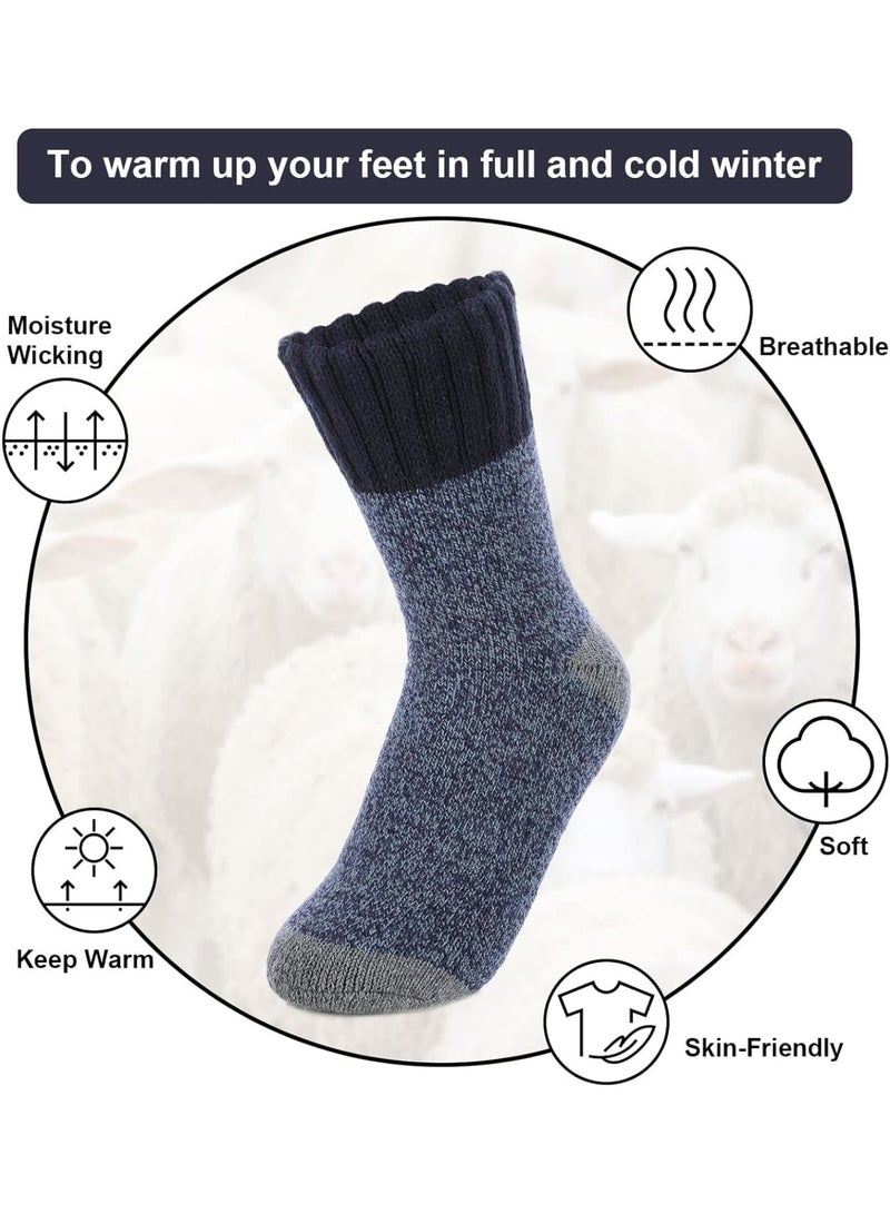 Luckam Men's Thermal Wool Socks, Autumn Winter Cashmere Mid-Calf, Thick Fleece Lined Warm Casual Socks for Outdoor Indoor Wear, Soft Cozy Knit for Work Hiking Everyday, Gift for Him 3Pcs - Image 3