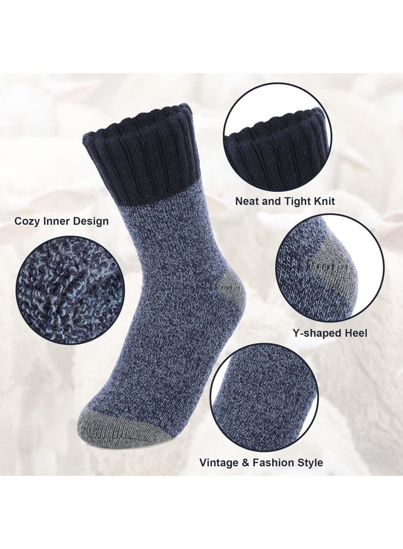 Luckam Men's Thermal Wool Socks, Autumn Winter Cashmere Mid-Calf, Thick Fleece Lined Warm Casual Socks for Outdoor Indoor Wear, Soft Cozy Knit for Work Hiking Everyday, Gift for Him 3Pcs - Image 4