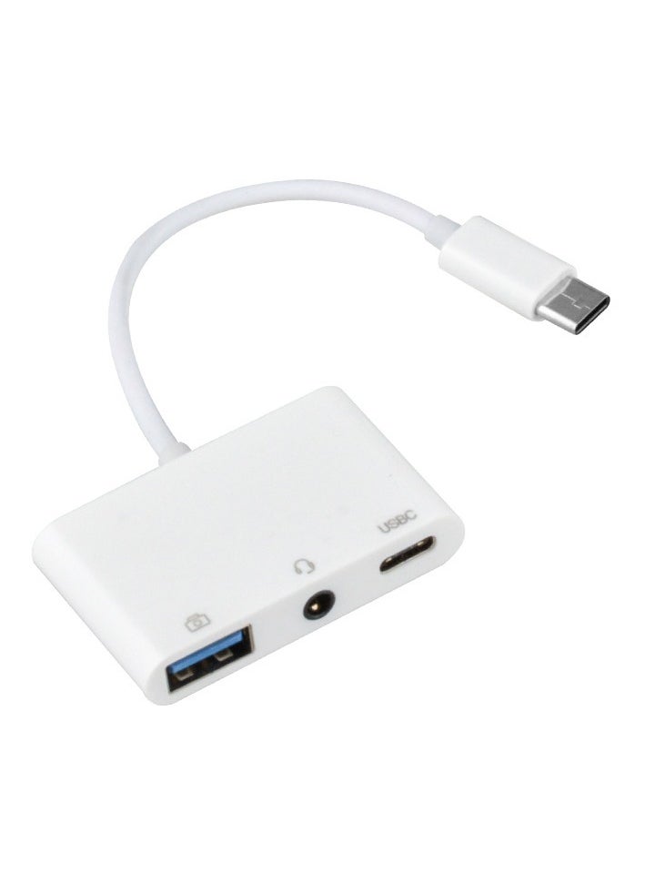 Generic - 3 in 1 USB Female OTG Adapter with Charging and 3.5mm Headphone Audio Jack Splitter for iPhone/iPad,Support USB Flash Drive,MIDI Keyboard - Image 1