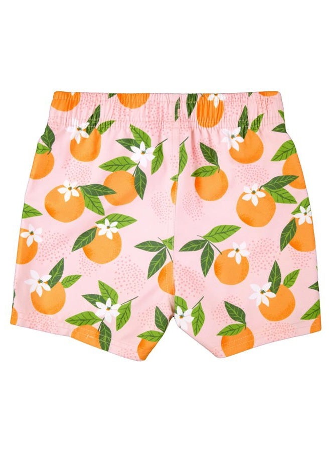 RUGGEDBUTTS Boys UPF50+ Sun Protection Fruits & Florals Swim Trunks - Orange You The Sweetest, 2T - Image 2