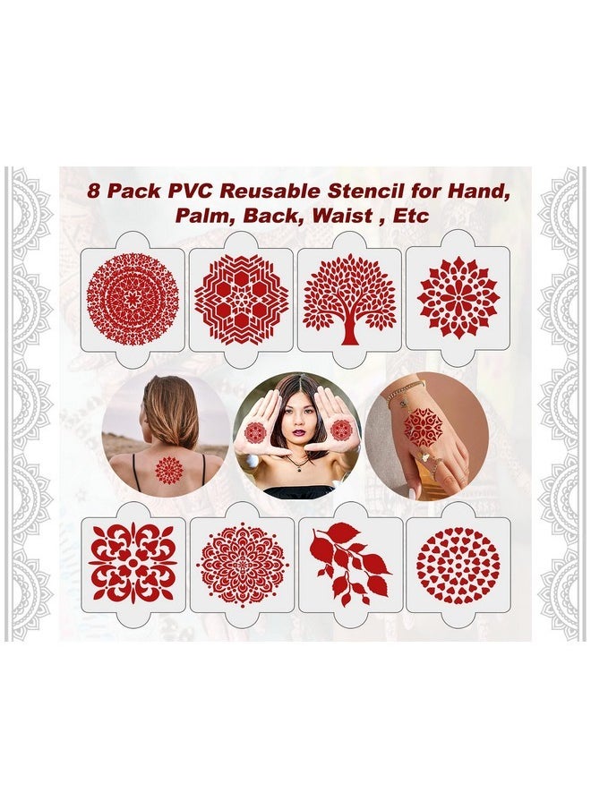 ivana's - Set Of 20 Pcs Combo Pack, Reusable Henna Stickers For Hands Latest Mehandi Design Stencils For Girls, Women, Kids & Teen, D-2369 - Image 1
