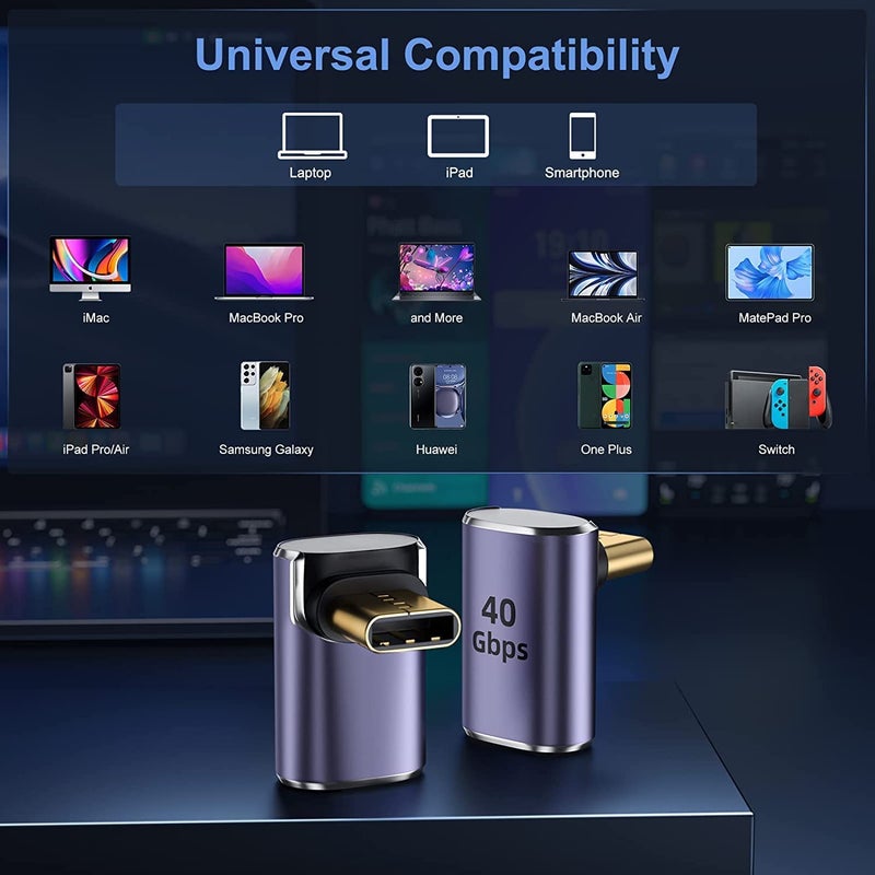 Microware محول USB-C ذكر بزاوية 90 درجة إلى USB-C أنثى، محول موسع بزاوية 90 درجة متوافق مع Steam Deck و Switch وأجهزة الكمبيوتر المحمولة والأجهزة اللوحية والهواتف المحمولة - Image 1