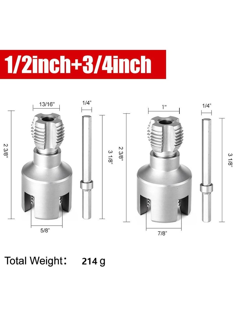 Integrated internal and external pipe thread tool, new two-in-one thread tool, PVC water pipe thread cutter set, suitable for electric drill (1/2" + 3/4") - Image 5