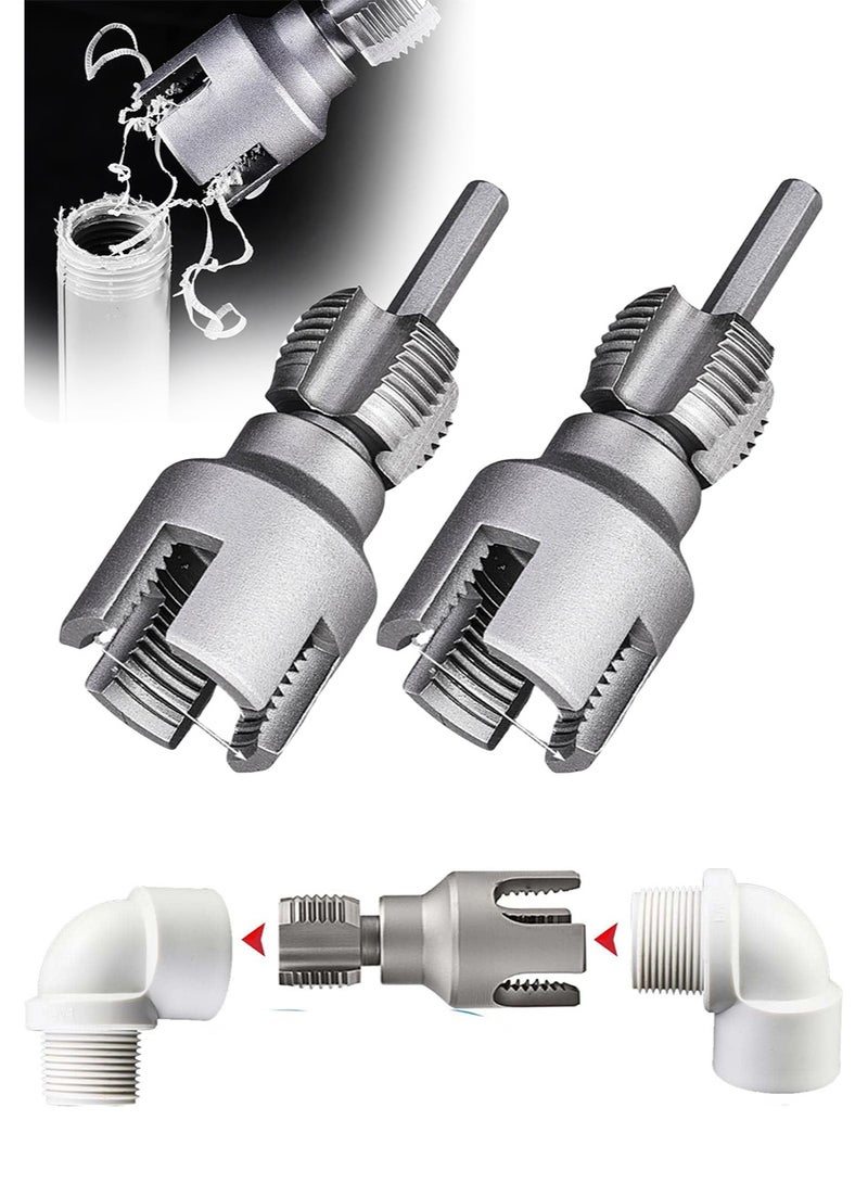 Integrated internal and external pipe thread tool, new two-in-one thread tool, PVC water pipe thread cutter set, suitable for electric drill (1/2" + 3/4") - Image 1