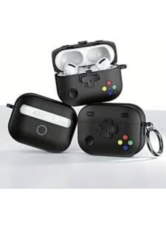 New Collection Compatible with AirPods 4th Generation Case Cover, Soft Skin Silicone Protective Special Design Game Console Design Case Cover with Keychain for AirPods 4 2025 Charging (Game Black)