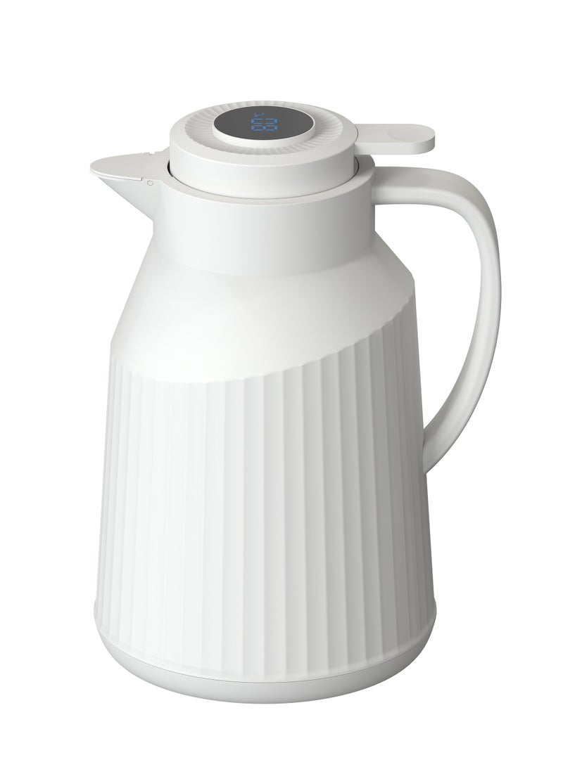 Home Maker WHITE 1.5L Vacuum Flask with Temperature Display - Hot & Cold Drinks