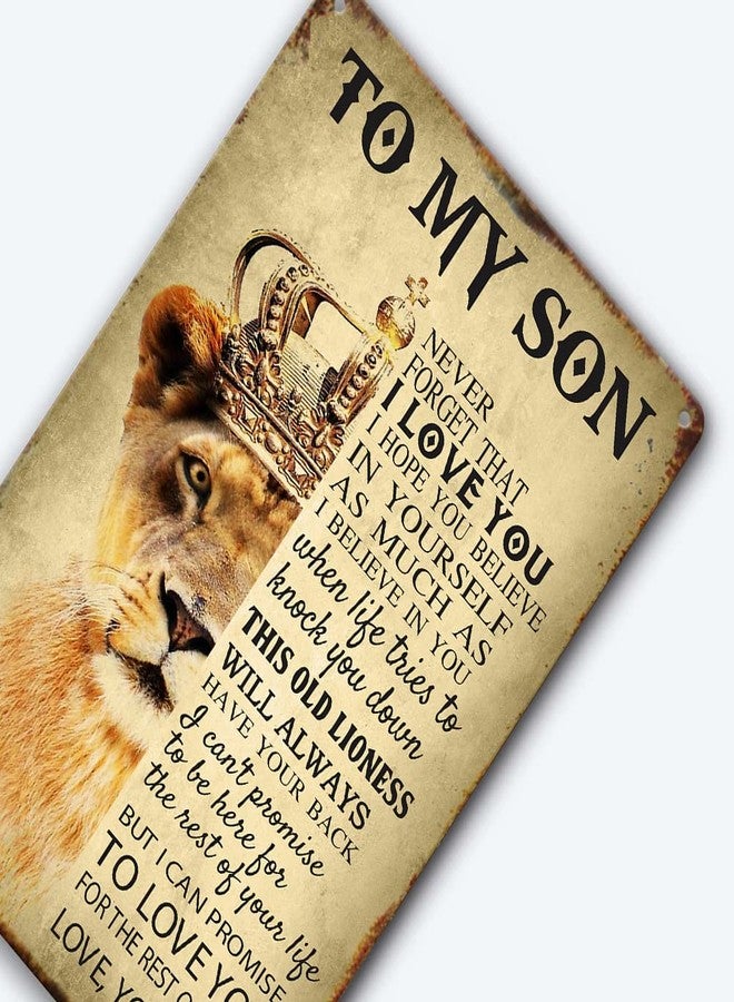 tosles To My Son Gifts From Mom Inspirational Sign Wall Art I Love You Son Tin Sign To My Son Never Forget That I Love You Metal Signs Family Tin Sign Lion Gift From Mom To Son Wall Plaque 8x12 Inch - Image 4