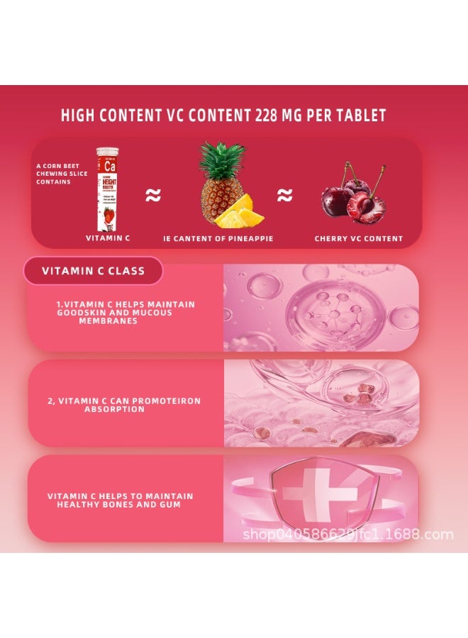 CA 4-PACKS Vitamin C Effervescent Tablets, Contains Multiple Vitamins and Minerals, Strawberry Flavor, 20 Tablets*4 - Image 5
