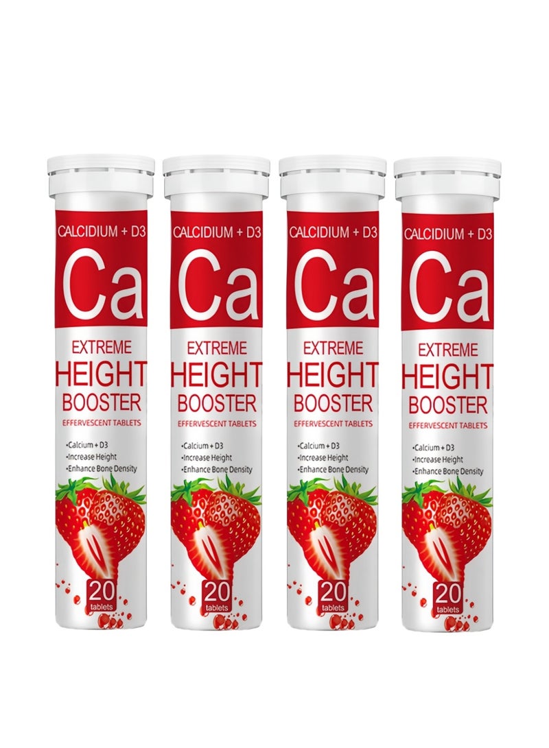 CA 4-PACKS Vitamin C Effervescent Tablets, Contains Multiple Vitamins and Minerals, Strawberry Flavor, 20 Tablets*4 - Image 1