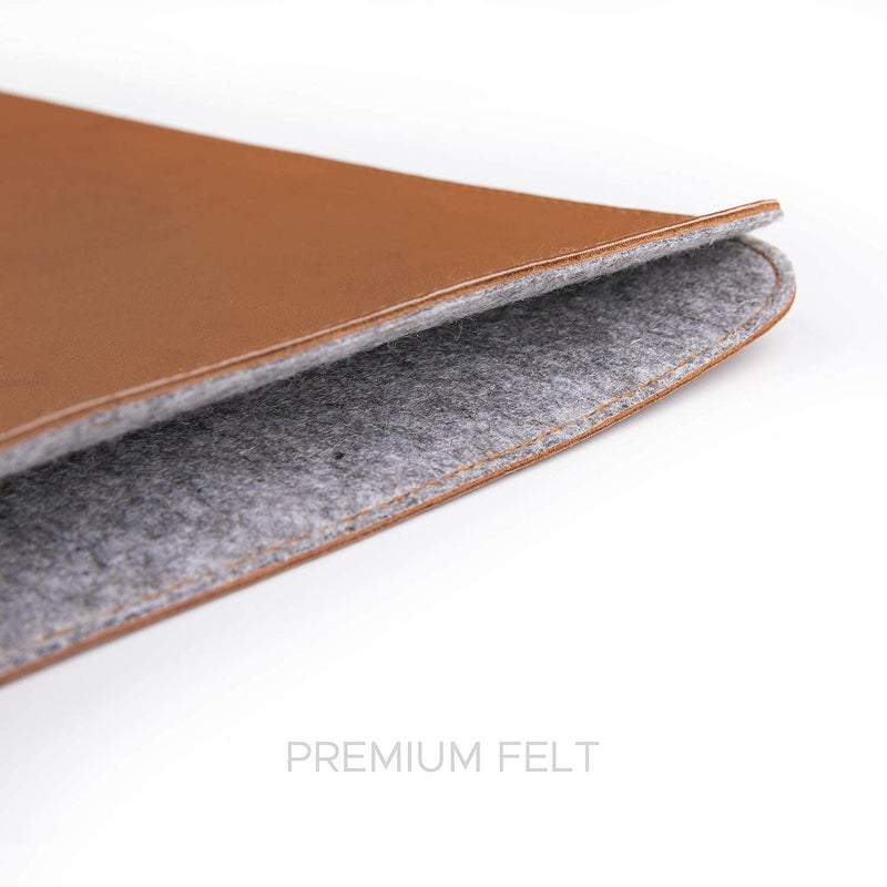 Comfyable Laptop Sleeve 14 Inch Precisely Compatible with MacBook Pro 14-inch M4 M3 M2 Pro/Max 2024 A2992 & Old Versioned 13 Inch MacBook Pro/MacBook Air, Faux Leather Cover Case, 14 in, Brown - Image 3