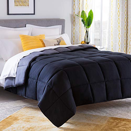 LINENSPA LINENSPA Reversible Down Alternative Comforter and Duvet Insert  AllSeason Comforter with Box Stitch and 8 Duvet Loops  Bedding for Kids Teens and Adults  BlackGraphite  California King 