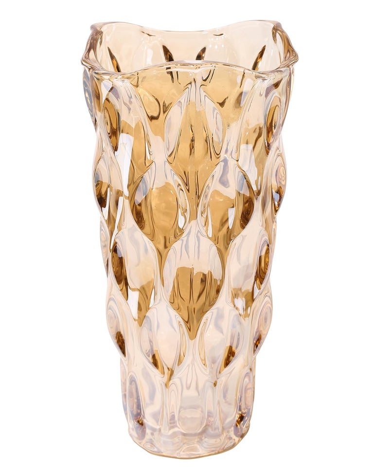 Amber Glass Vase Thickened Cylindrical Modern Boho Style Handmade Decorative Flower Vase for Centerpiece Dining Table Wedding Holiday Party 116 Inches Tall