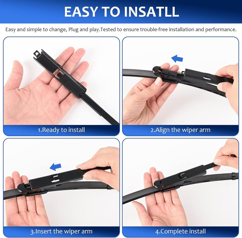 LUTEUS Windshield Wipers 26"+23"（Pinch Tab,Set of 2) replacement for Toyota Sequoia 2008-2020, Toyota Tundra 2007-2020 Premium All-Season Automotive Windshield Wiper Blades - Image 5