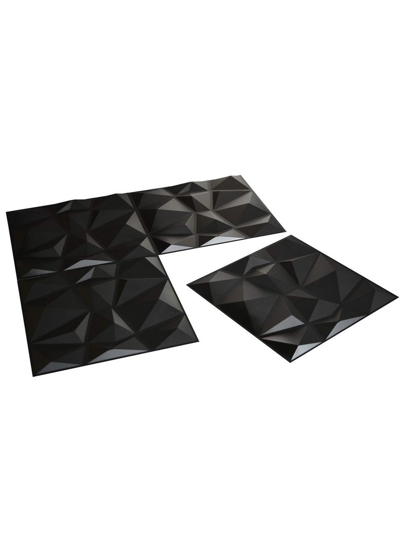 12 Pcs 3D Wall Panel 3D Texture PVC Wallpaper Diamond Design Decorative Wall Cover For Living Room Lobby Bedroom Office PVC Material Black Each 30x30cm - Image 4
