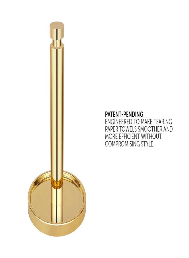 Ivilon Paper Towel Holder Stand - Steady and Easy Tear - Fits All Paper Towel Rolls - Gold Polished - Image 2