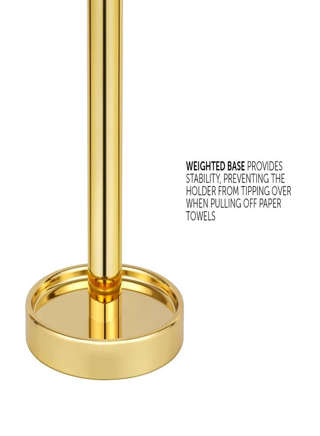 Ivilon Paper Towel Holder Stand - Steady and Easy Tear - Fits All Paper Towel Rolls - Gold Polished - Image 4