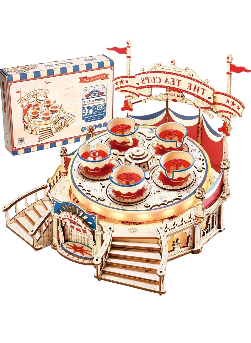 Robotime ROKR Tilt-A-Whirl DIY Music Box 3D Wooden Puzzle EA04, Assembly Brain Teaser 3D Wooden Puzzle DIY Build Model Crafts Kits, Unique Gifts and Home Decor for Teens or Adults  - Image 1