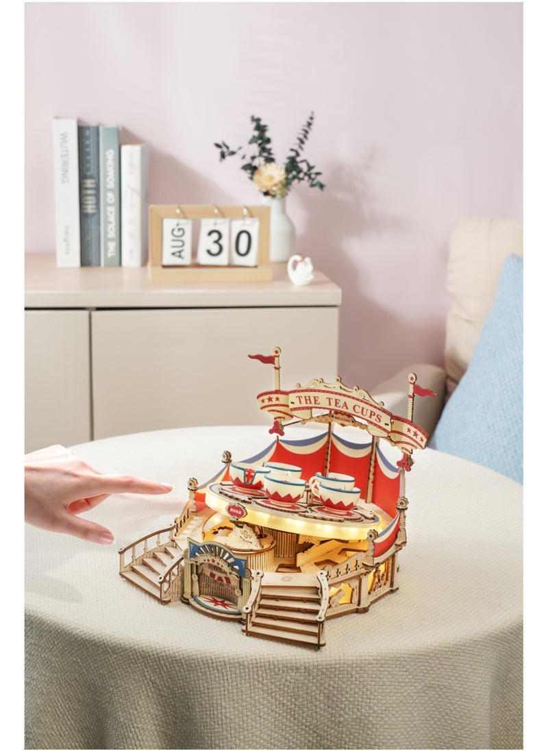 Robotime ROKR Tilt-A-Whirl DIY Music Box 3D Wooden Puzzle EA04, Assembly Brain Teaser 3D Wooden Puzzle DIY Build Model Crafts Kits, Unique Gifts and Home Decor for Teens or Adults  - Image 5