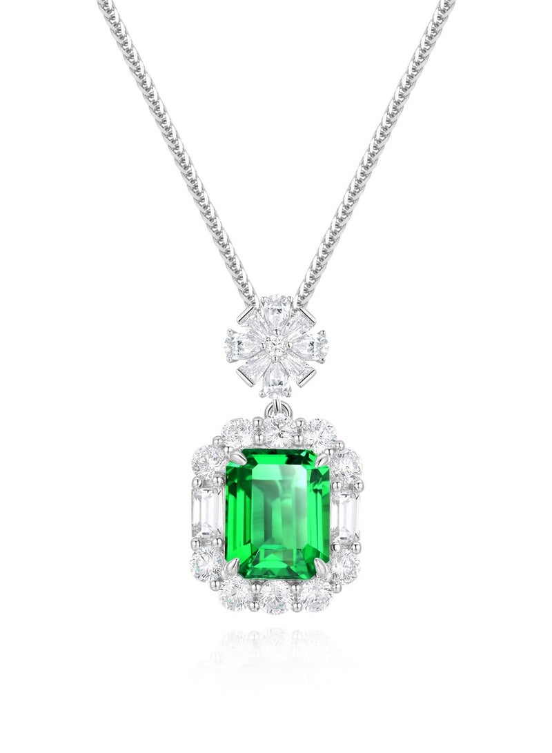 Field artificial emerald diamond Pendant Necklace diamond necklace necklace for ladies - Image 1