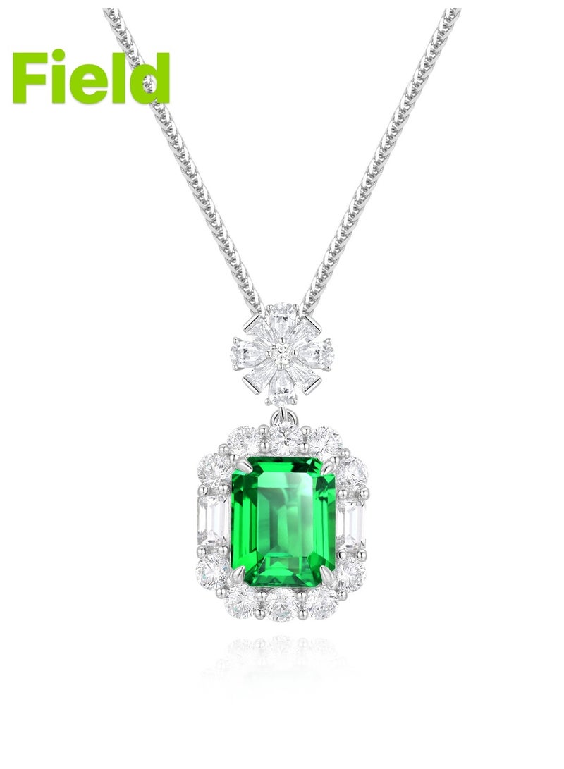 Field artificial emerald diamond Pendant Necklace diamond necklace necklace for ladies - Image 1