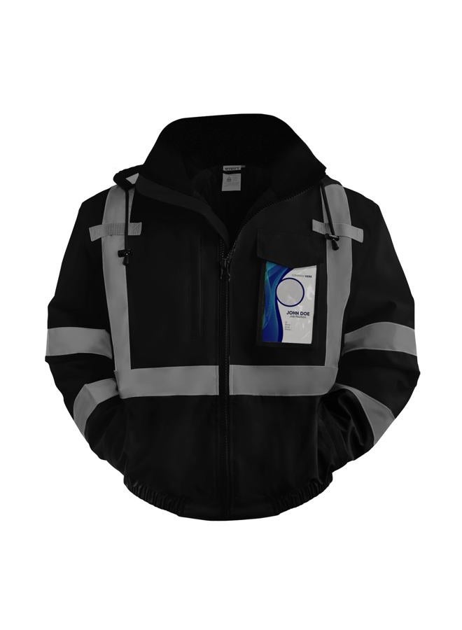 TCCFCCT Safety Jacket for Men & Women, Hi Vis Reflective Jackets with Pockets, Construction Coats for Cold Weather, High Vis Rain Gear, Waterproof, J-Black, L - Image 1