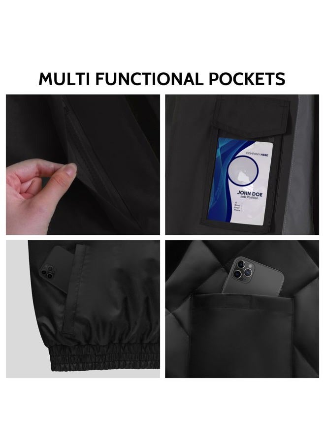 TCCFCCT Safety Jacket for Men & Women, Hi Vis Reflective Jackets with Pockets, Construction Coats for Cold Weather, High Vis Rain Gear, Waterproof, J-Black, L - Image 2