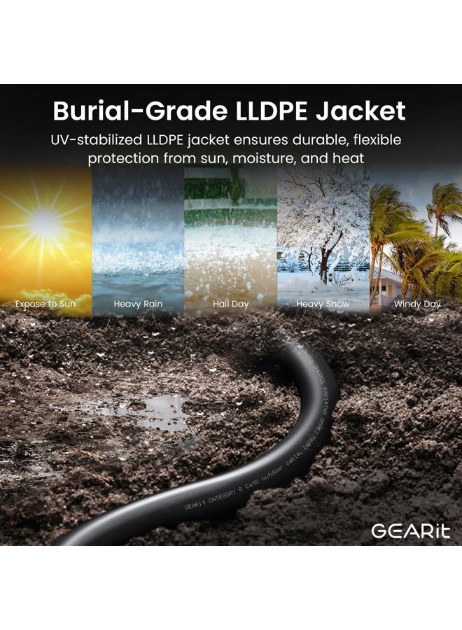 GearIT Cat6 Outdoor Ethernet Cable (150ft) 23AWG Pure Copper, FTP, LLDPE, Waterproof, Direct Burial, In-Ground, UV Resistant, POE, Network, LAN, Internet, Cat 6, Cat6 Cable - 150 Feet - Image 4