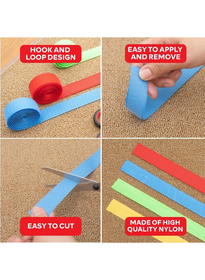 XFasten Carpet Marker Strips For Classroom, 100 Feet (4 Rolls) Carpet Markers For Teachers, Sit Spots For Classroom Carpet, Floor Tape Sensory Path For School (Red, Green, Blue, Yellow) 1-Inch Width - Image 2