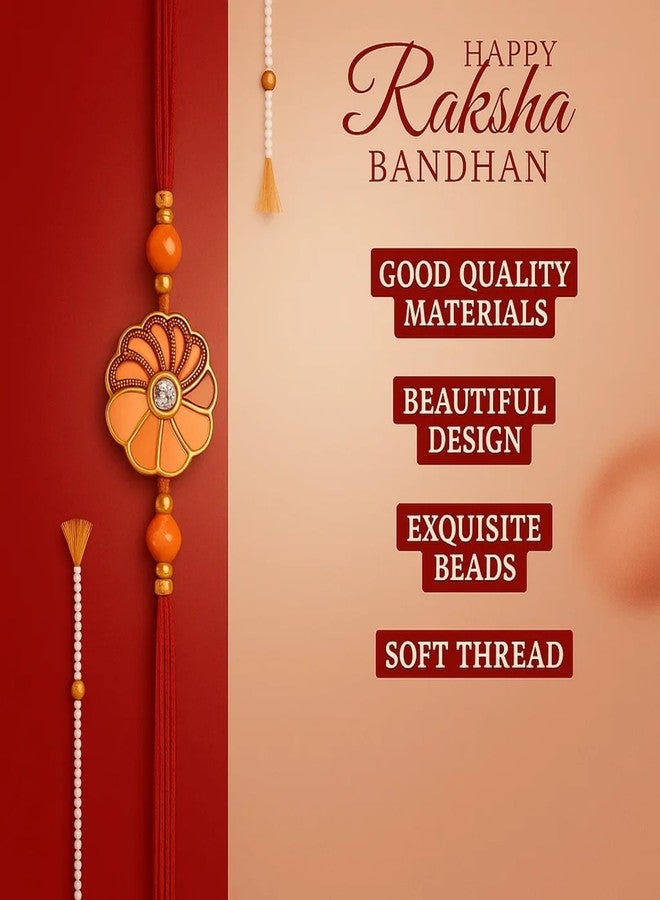 Sage Square Rakhi for Brother, Bhai with Roli Chawal | Raksha Bandhan | Designer Beads, Stones, Decorative Work | Stylish Handcrafted Rakhi Gifting for Sibling Festival Celebration (Type 34) - Image 4
