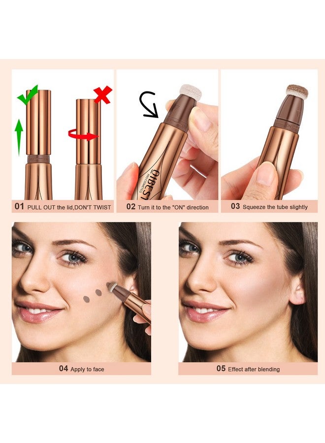 Mysense Mysense Liquid Contour Beauty Wand,Gel Cream Bronzer Stick,Blendable Matte Finish Shades Pencil,Long Lasting Smooth Moisturize Gliding Face Makeup,With A Sponge Tip,#01  - Image 3