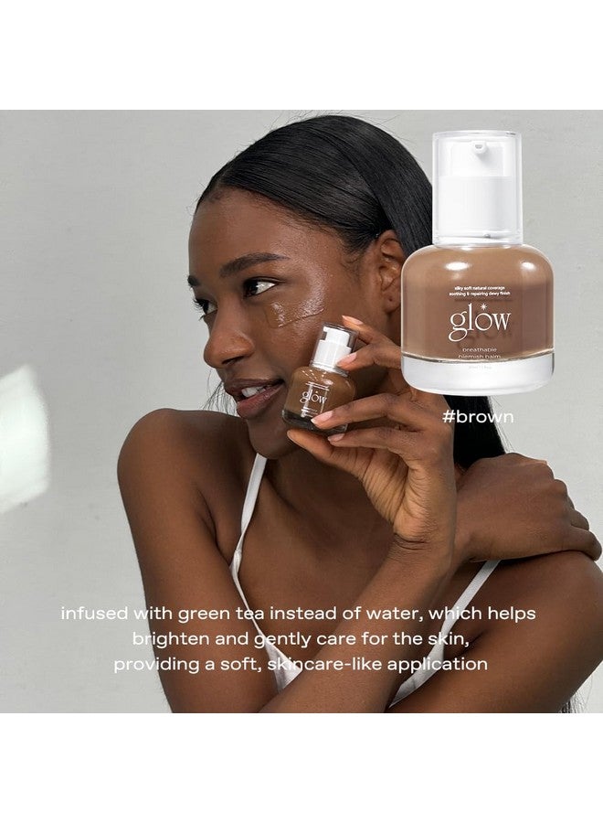 Glow glow breathable blemish balm #brown : lightweight & hydrating, skincare-like, medium-coverage bb cream infused with green tea water, 1 fl oz - Image 3