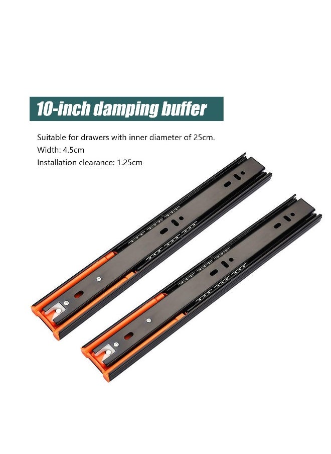 Generic Heavy Duty Drawer Slides, Drawer Runners Track Guide Glides 90 KG Load Capacity Self Close Full Extension with Ball Bearing Slides 250 mm, Side Mount 1 Pair Black  - Image 2