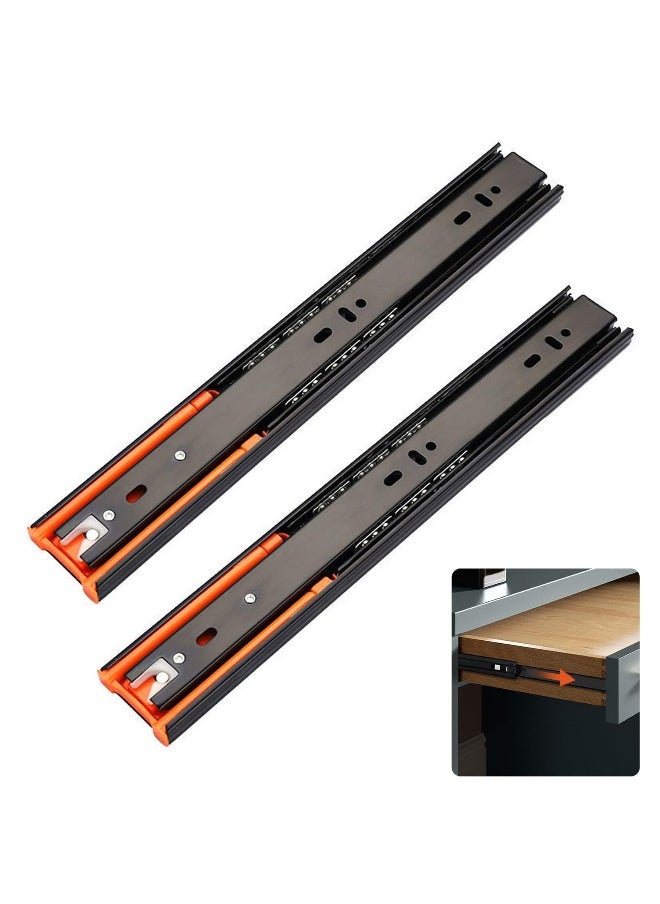 Generic Heavy Duty Drawer Slides, Drawer Runners Track Guide Glides 90 KG Load Capacity Self Close Full Extension with Ball Bearing Slides 250 mm, Side Mount 1 Pair Black  - Image 1
