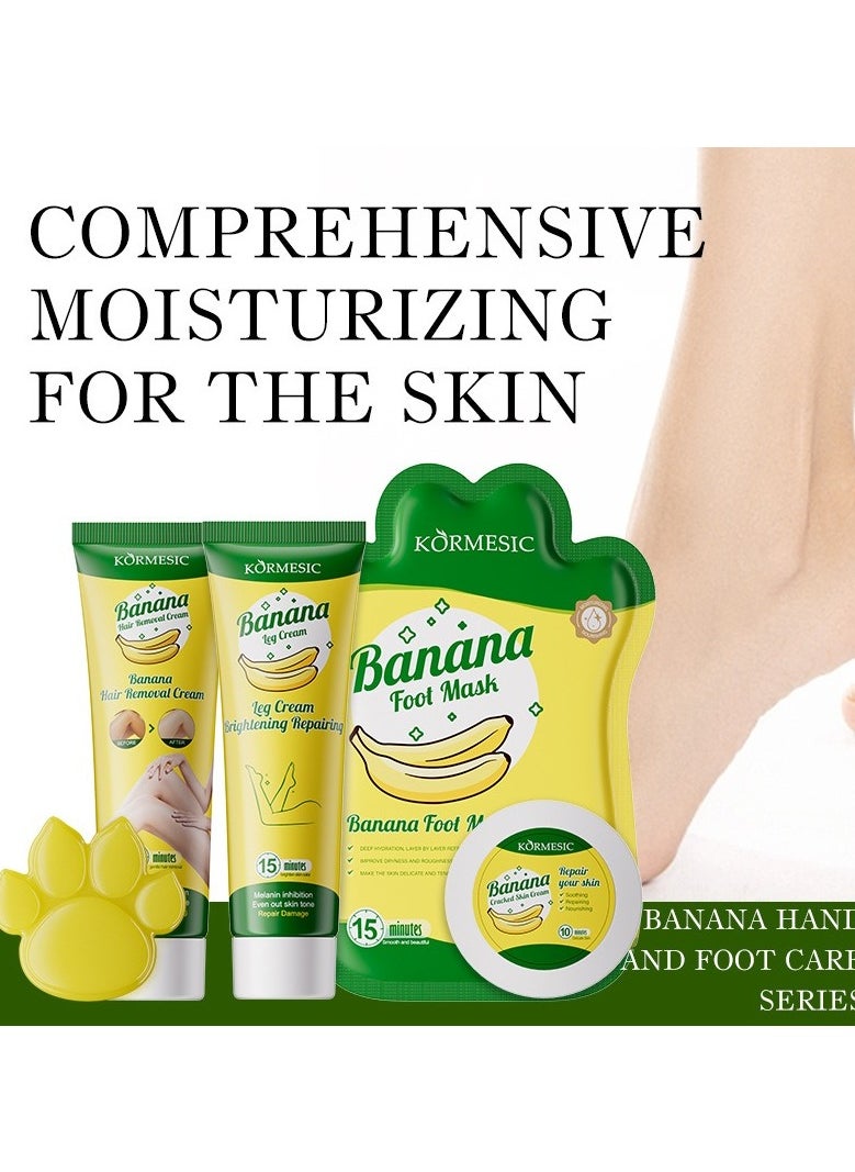 Kormesic Banana Foot Care Set | Essential Foot Care Kit | Includes Foot Mask, Cracked Skin Cream, Leg Cream, Soap, and Hair Removal Cream  - Image 2