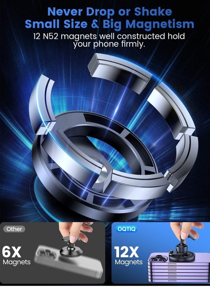 Bukela Car Mount Magnetic Phone Holder for Car Dash Mount Phone Holder Fit Curved Surface Flexible Rotation Compatible with iPhone 15 14 13 12 Pro Max Plus Mini - Image 5