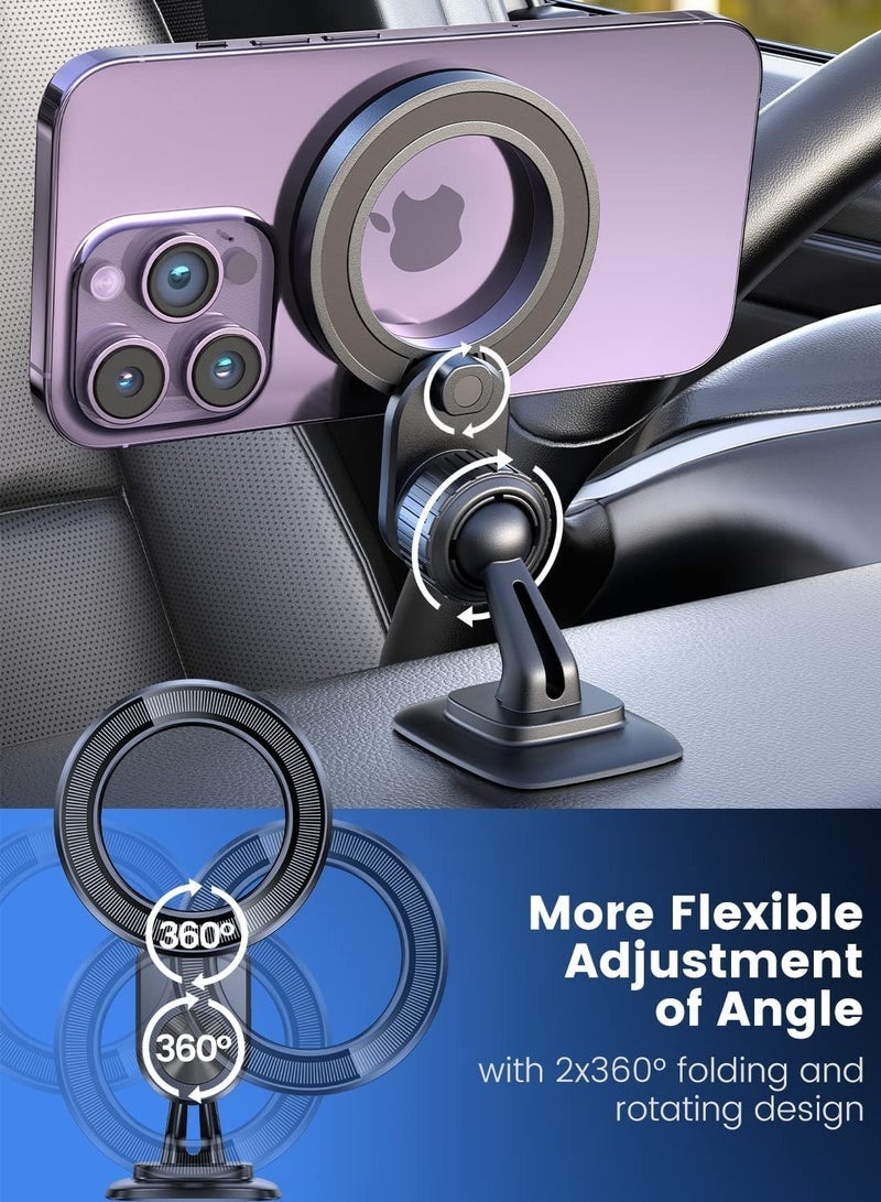 Bukela Car Mount Magnetic Phone Holder for Car Dash Mount Phone Holder Fit Curved Surface Flexible Rotation Compatible with iPhone 15 14 13 12 Pro Max Plus Mini - Image 4
