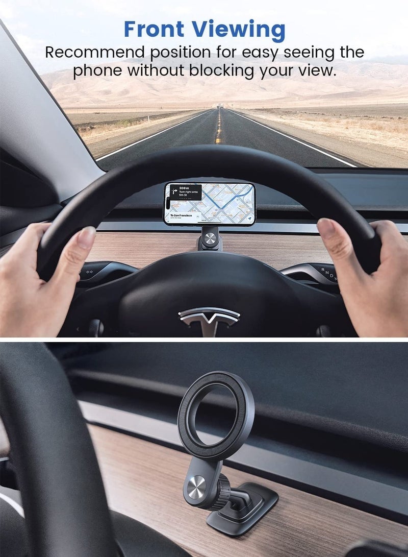 Bukela Car Mount Magnetic Phone Holder for Car Dash Mount Phone Holder Fit Curved Surface Flexible Rotation Compatible with iPhone 15 14 13 12 Pro Max Plus Mini - Image 3