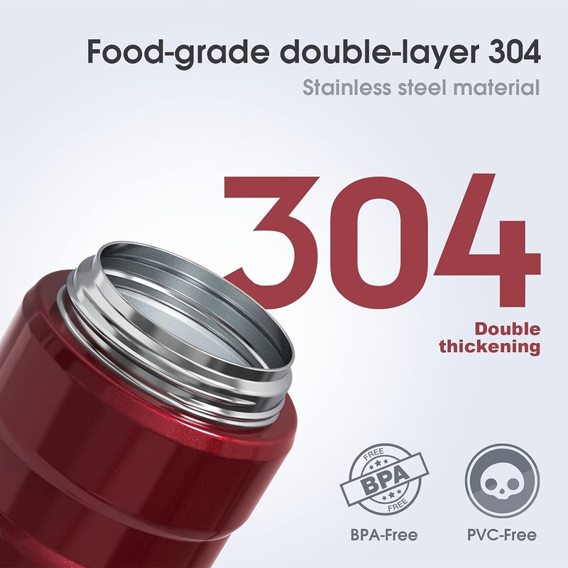 Bidakid Insulated Food Jar Set – 25.4oz & 17oz Stainless Steel Containers with Folding Spoon and Carrying Bags – Leak-Proof, Keeps Food Hot or Cold for up to 12 Hours – Ideal for Work, School, Travel - Image 4