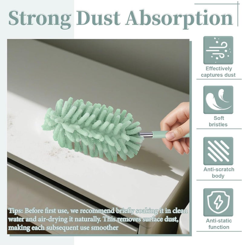 ecocstm 2 PCS Car Interior Duster with Extension Pole, Microfiber Car Dusters with Bendable Head, Cars Duster Exterior&Interior Scratch Free, for Cleaning of Vehicle Details, Offices, Window, Furniture(Green) Reliable daily use design - Image 5