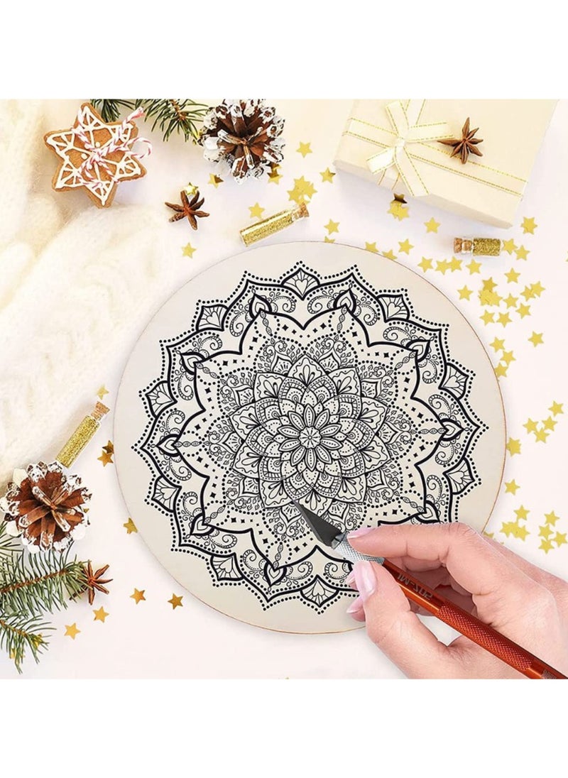 ArtSplash - ArtSplash Plain Round Centre Marked Board Set of 2 for Lippan Art|Mandala kit|Dot Mandala Art Board|Circular Wooden Board|Painting|Resin|Lippan Art Board, Perfect for Painting and Artwork(8 inch) - Image 1