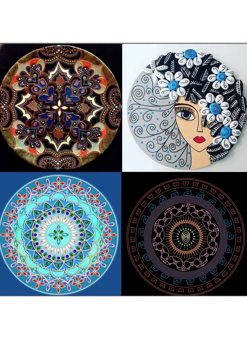 ArtSplash - ArtSplash Plain Round Centre Marked Board Set of 2 for Lippan Art|Mandala kit|Dot Mandala Art Board|Circular Wooden Board|Painting|Resin|Lippan Art Board, Perfect for Painting and Artwork(8 inch) - Image 1