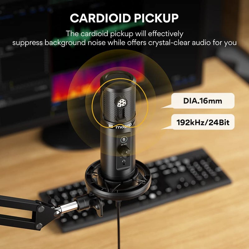 MAONO USB Microphone for PC, Professional Computer Condenser Mic with Mute, Mic Gain, Zero Latency Monitoring, Boom Arm for Studio, Podcast, Gaming, Streaming, Recording, Twitch, YouTube PM422 - Image 2