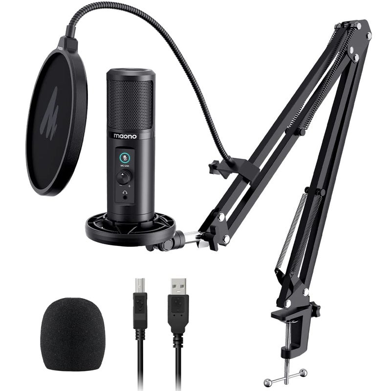 MAONO USB Microphone for PC, Professional Computer Condenser Mic with Mute, Mic Gain, Zero Latency Monitoring, Boom Arm for Studio, Podcast, Gaming, Streaming, Recording, Twitch, YouTube PM422 - Image 1