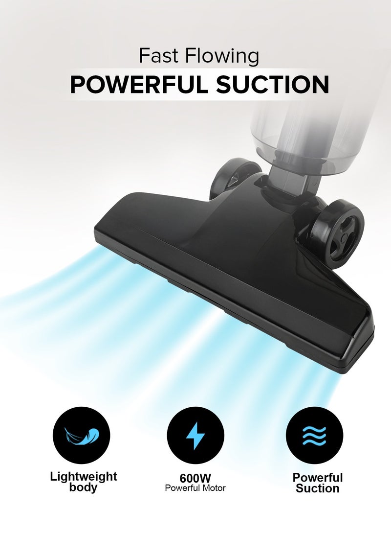GEEPAS Stick And Handheld Vacuum Cleaner, HEPA Filter, 1.2L Dust Bag Capacity, 600W Powerful Motor, Transparent Dust Cup for Easy Check, Lightweight Body And Low Noise 1.2 L 600 W GVC19055-BK Black - Image 3