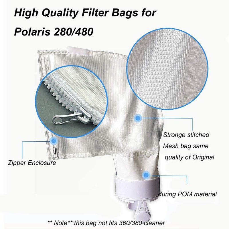 UCEDER Pool Spa Part Zippered Bag Replacement for Polaris 280，480 Pool Cleaner All Purpose Filter Bag K13 Pack of 3 - Image 5