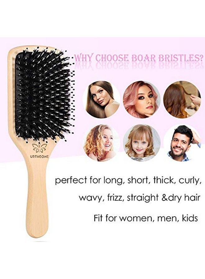 URTHEONE Boar Bristle Hair Brush And Comb Set For Women Men Kids Best L Wooden Paddle Hairbrush And Small Tl Styling Brush For Wet Or Dry Hair Detangling Smoothing Massaging - Image 5